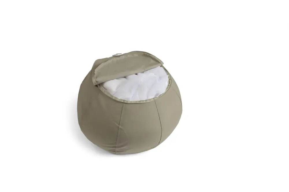 Illustration numéro 3 du produit Pouf extérieur rond déhoussable taupe 40x60 cm