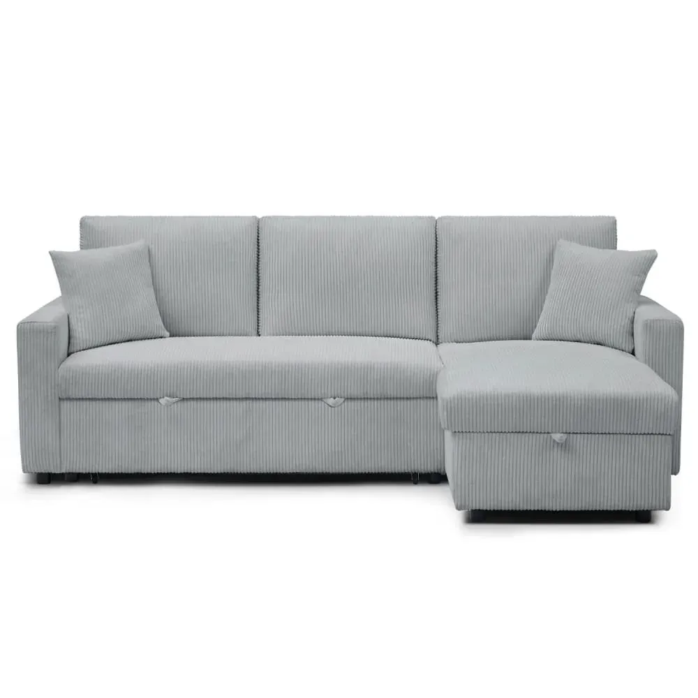 Illustration numéro 3 du produit Canapé d'angle convertible avec coffre de rangement réversible velours