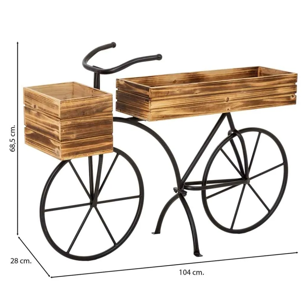 Illustration numéro 3 du produit Chariot jardinière bois marron 80x21,5x48h cm