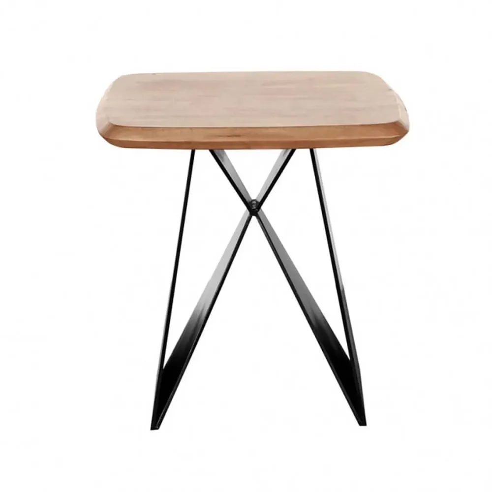 Illustration numéro 3 du produit Bout de canapé acacia massif avec pieds métal noir forme papillon