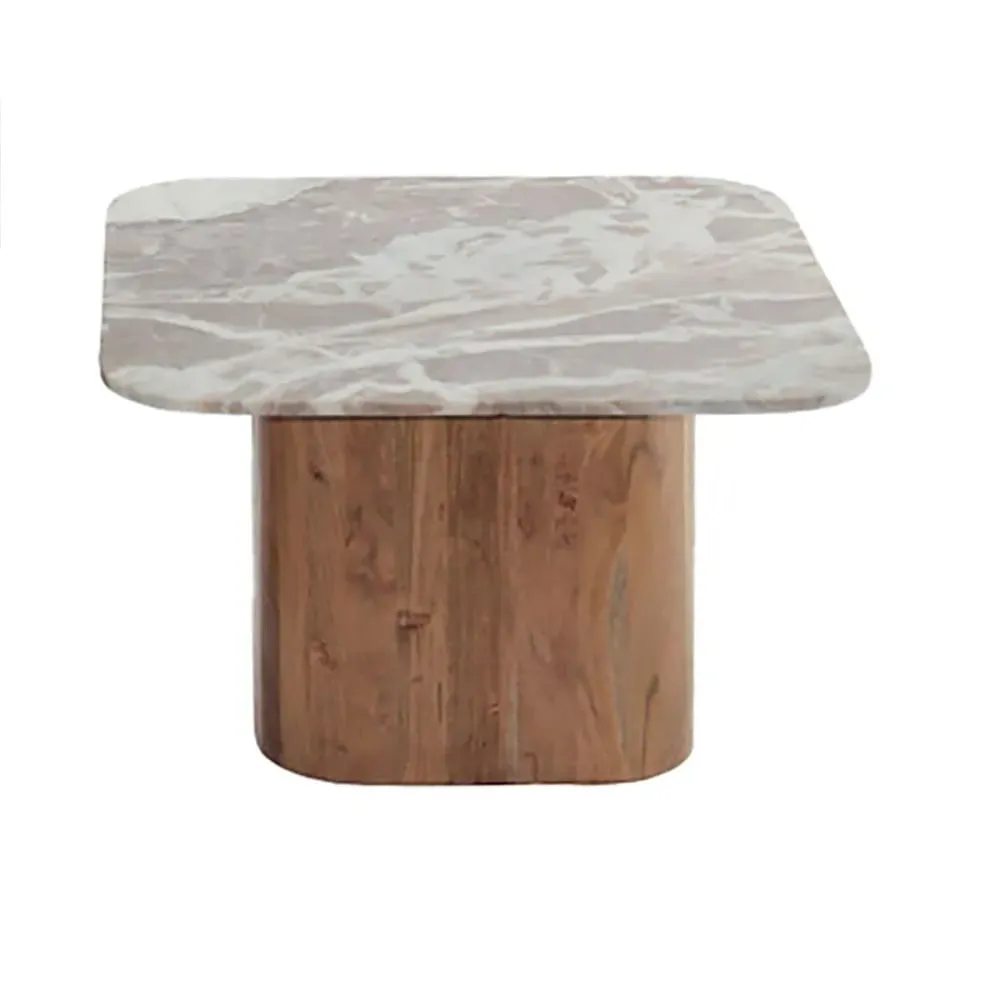Illustration numéro 3 du produit Lot de 2 tables basses plateau marbre naturel piètement acacia
