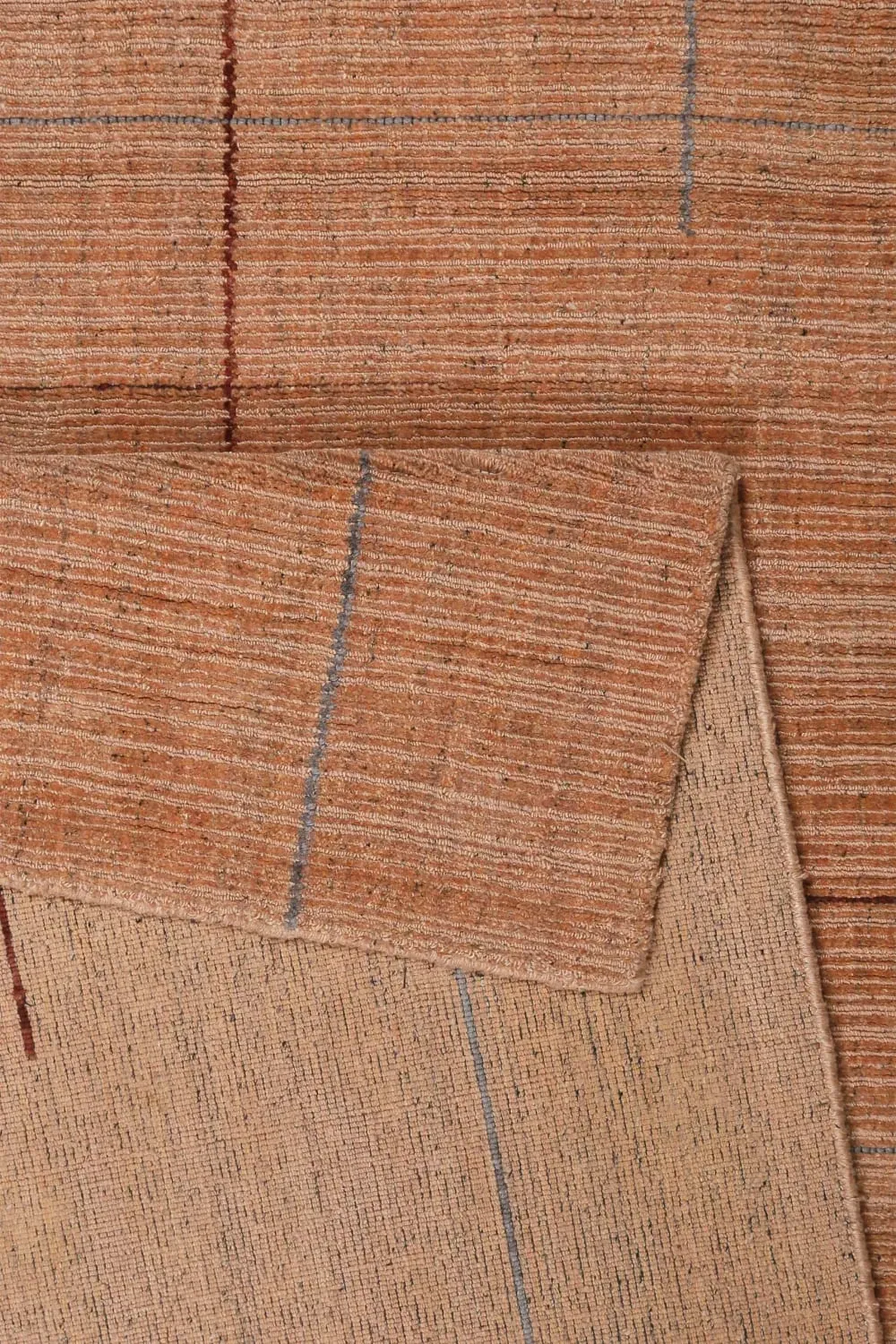 Illustration numéro 3 du produit Tapis tissé à la main Tencel et pure laine terracotta clair 140x200