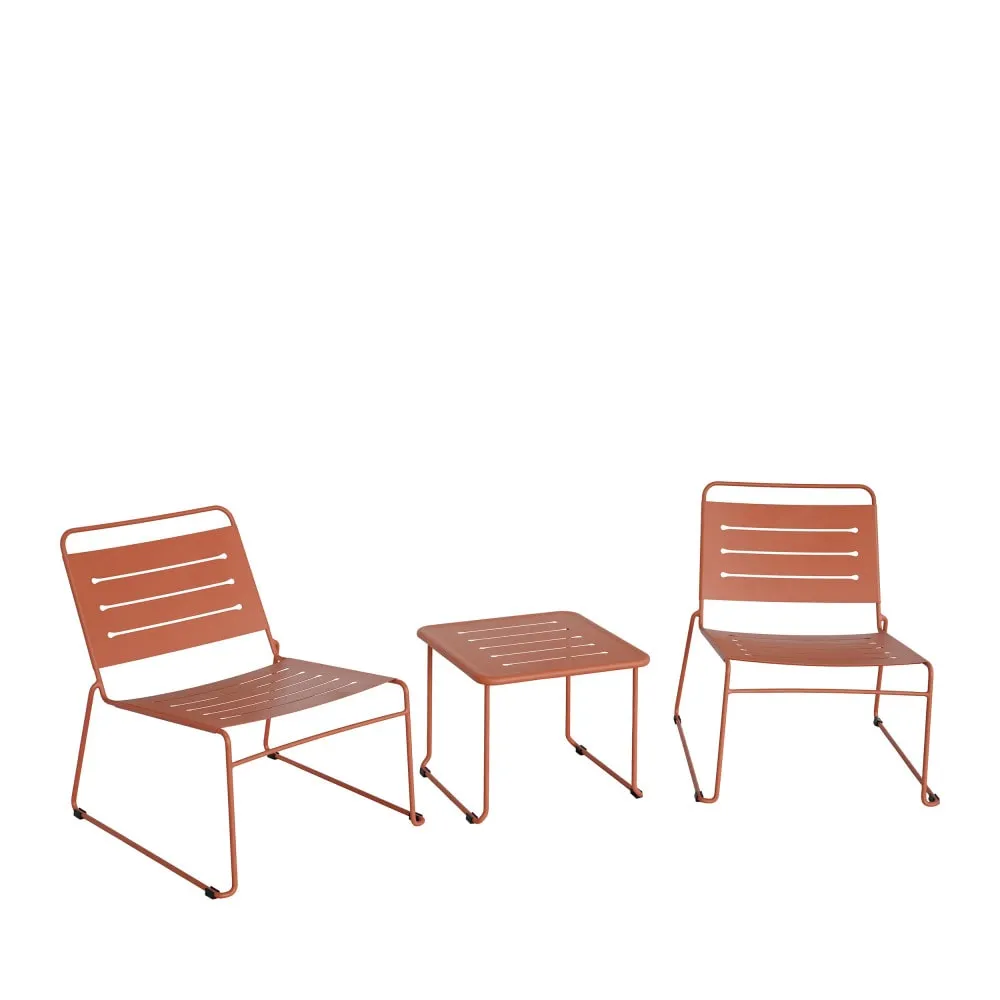 Illustration numéro 3 du produit Salon de jardin 2 personnes en métal - Terracotta