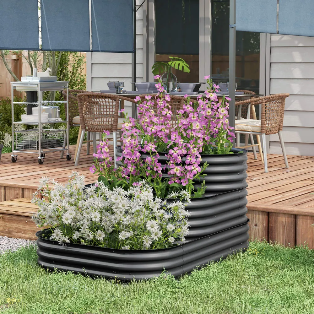 Illustration numéro 3 du produit Carré potager de jardin lit de jardin surélevé acier gris