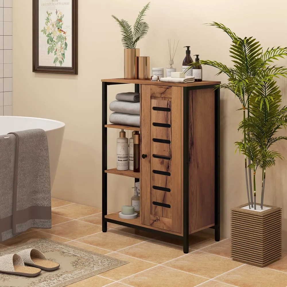 Illustration numéro 3 du produit Meuble de rangement porte étagères salle de bain style industriel