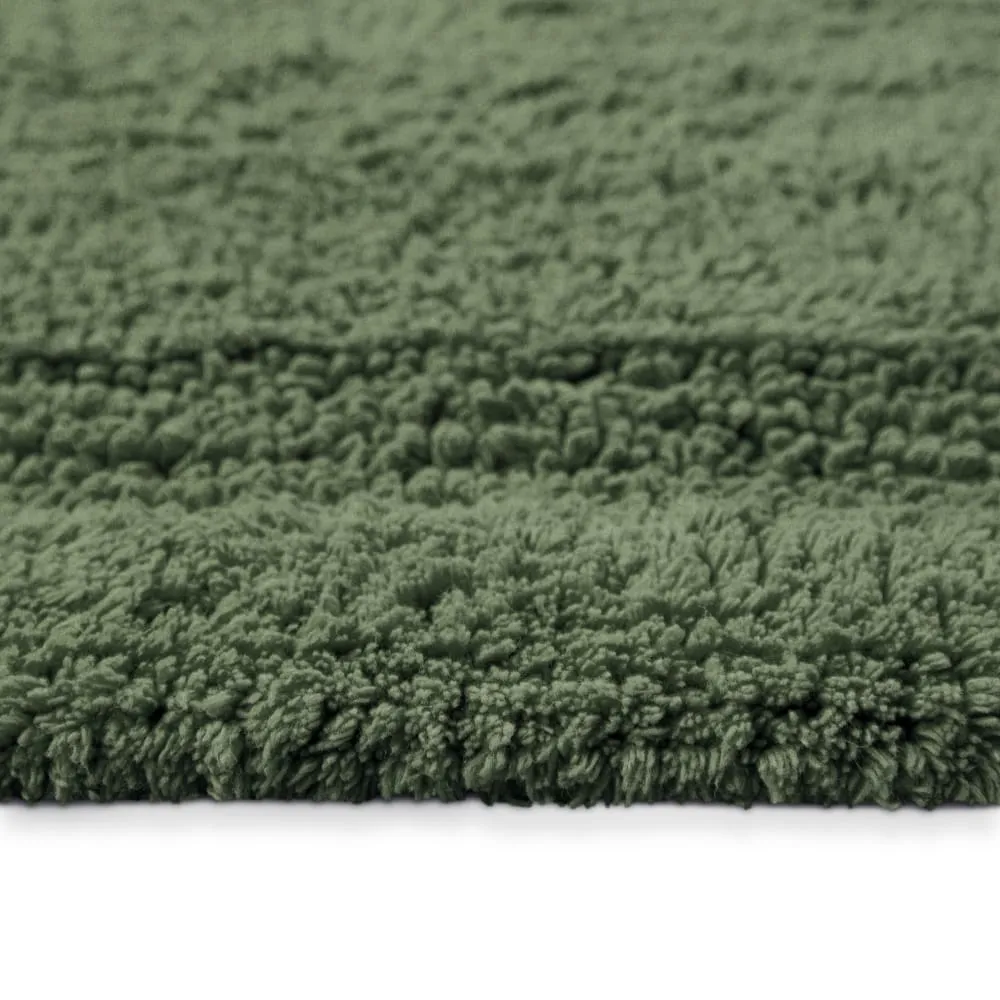 Illustration numéro 3 du produit Tapis de bain vert rond en coton 80 rd.