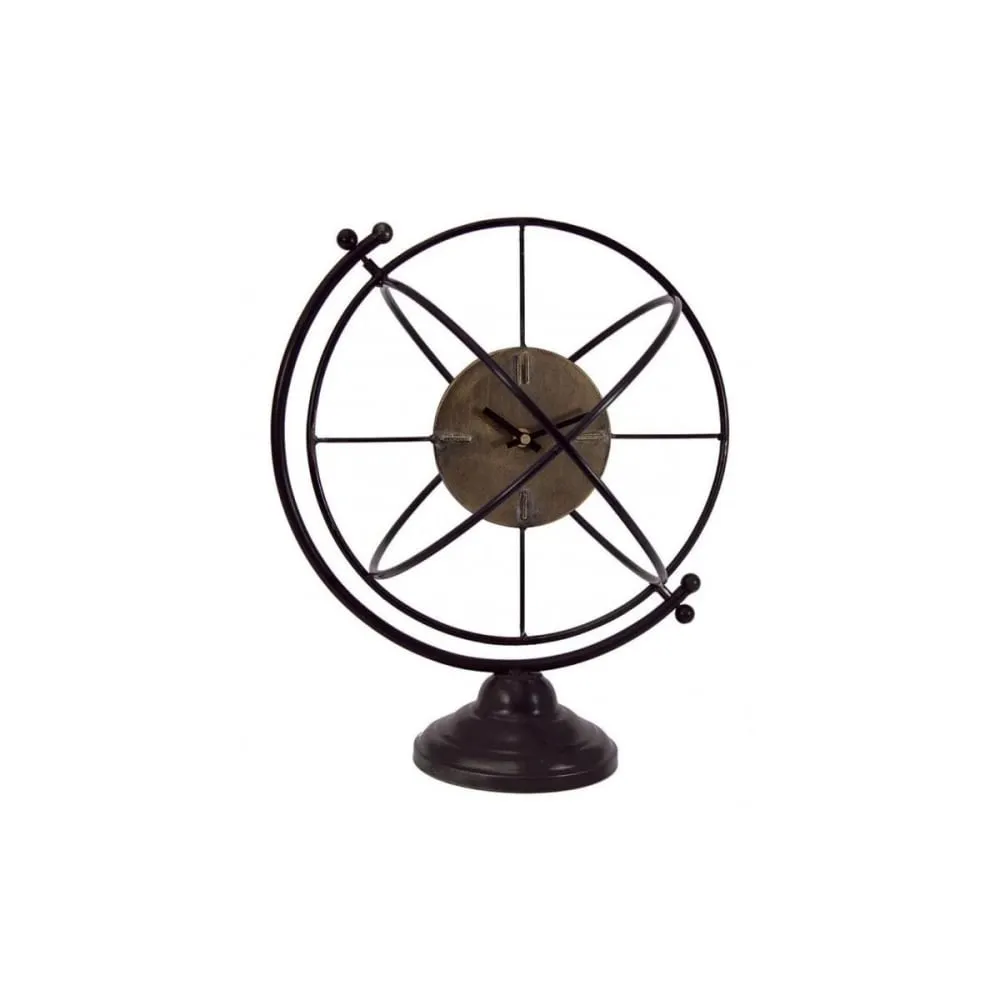 Illustration numéro 3 du produit Horloge sphère à poser en métal noir