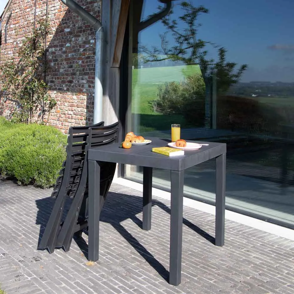 Illustration numéro 3 du produit Ensemble de balcon en résine recyclée gris anthracite 65x78x72 cm