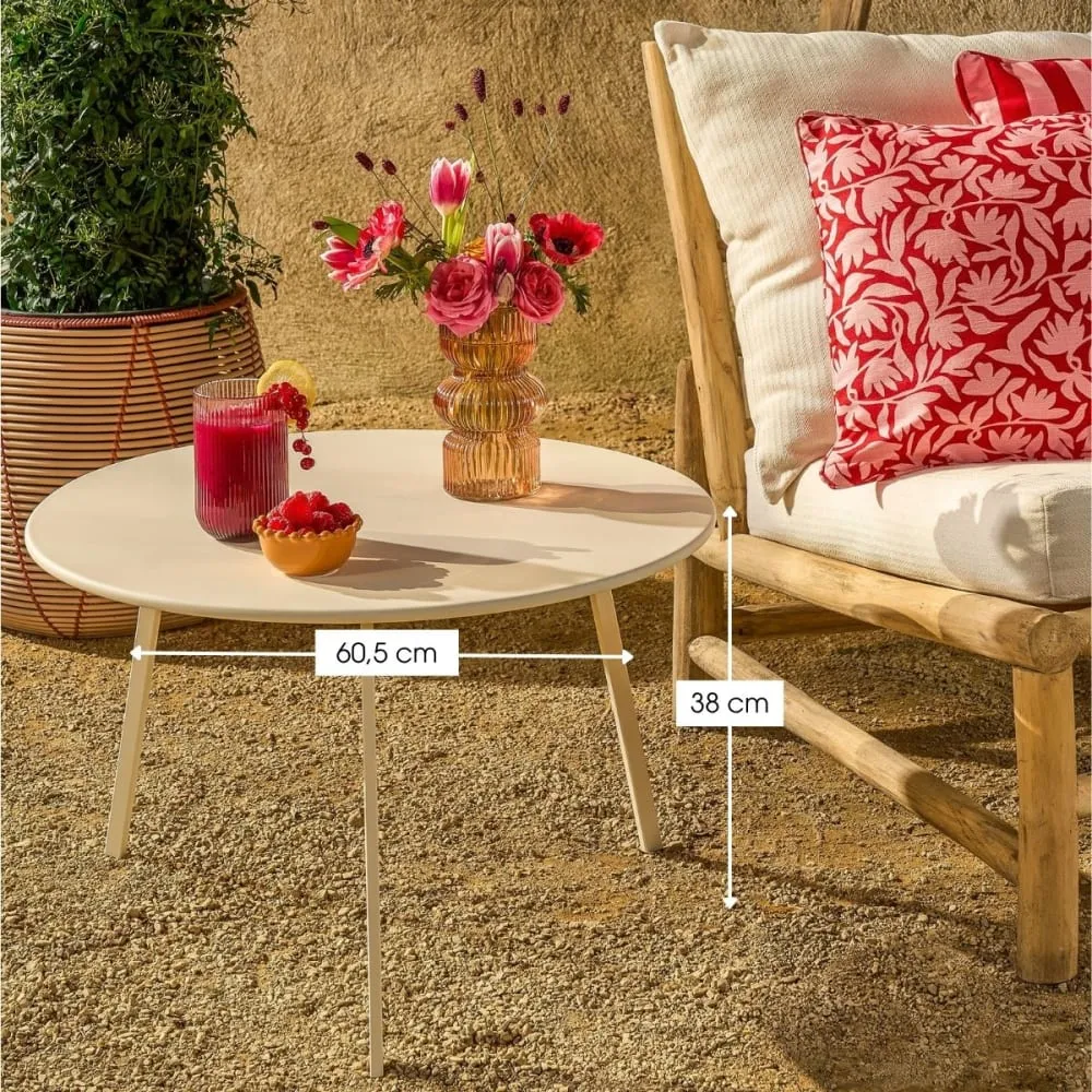 Illustration numéro 3 du produit Table d'appoint Crème Fer H38xl60.5xL60.5cm