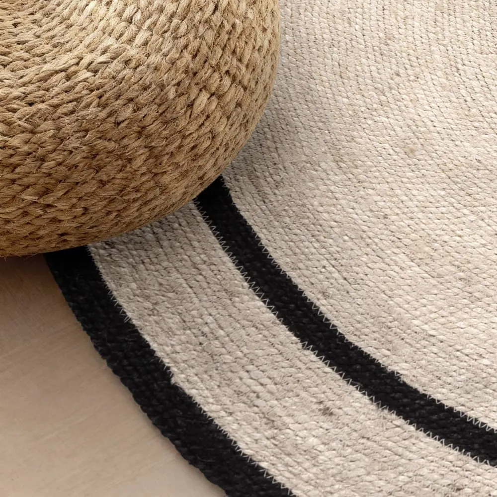 Illustration numéro 3 du produit Tapis rond en Jute Ivoire et Noir 200cm