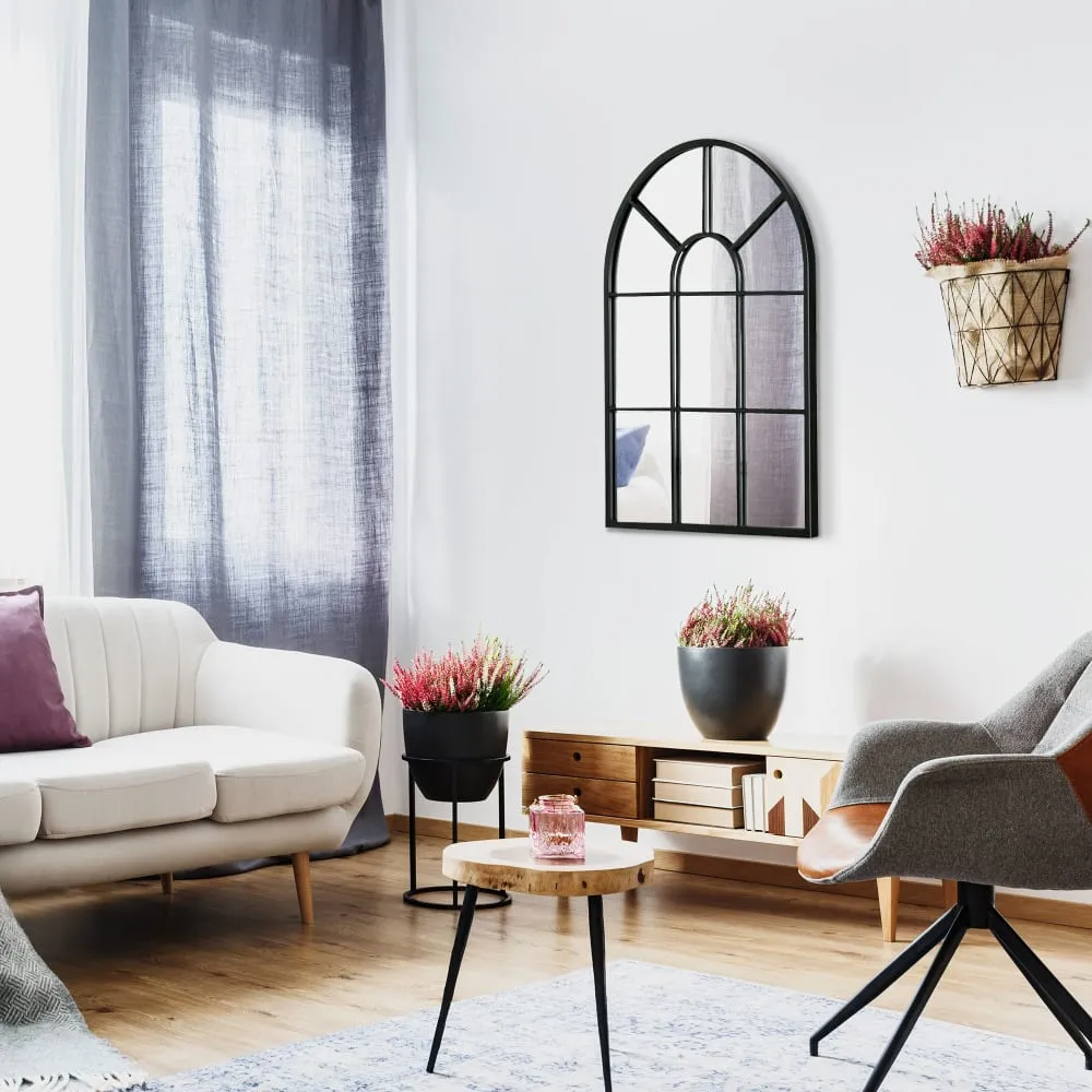 Illustration numéro 3 du produit Miroir verrière arche style industriel cadre métallique noir