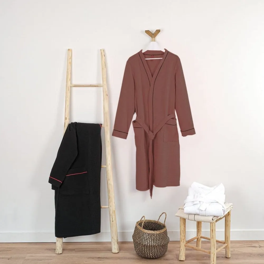 Illustration numéro 3 du produit Peignoir nid d'abeille en coton beige 6xl