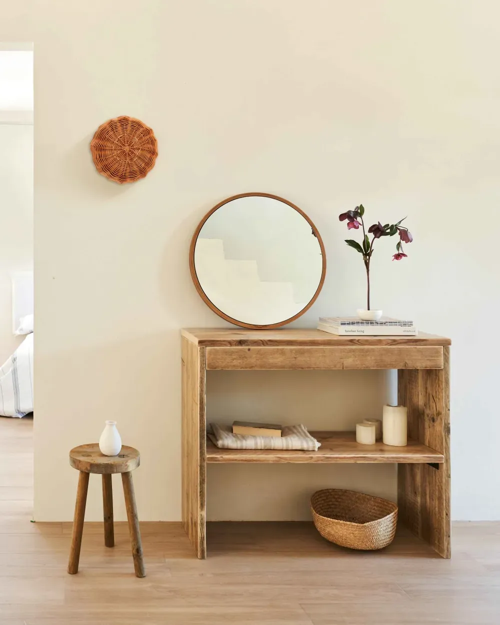 Illustration numéro 3 du produit Console entrée bois recyclé naturel 120 cm
