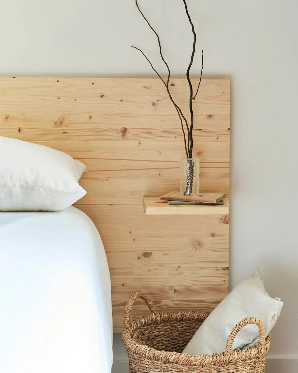 Illustration numéro 3 du produit Tête de lit avec chevet bois naturel 220 cm