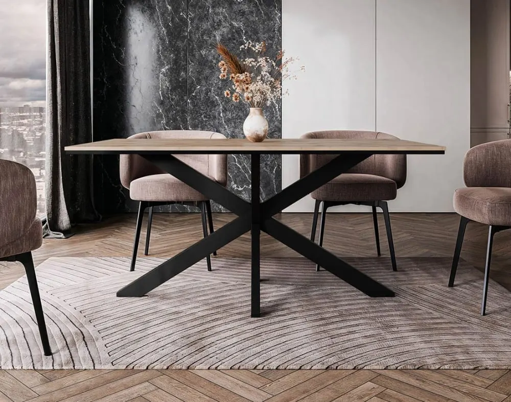 Illustration numéro 3 du produit Table à manger industriel 90 cm bois / noir