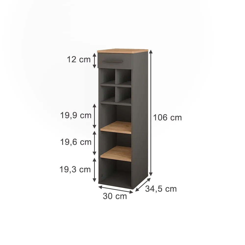 Illustration numéro 3 du produit Casier à vin  chêne doré/anthracite 30x106cm
