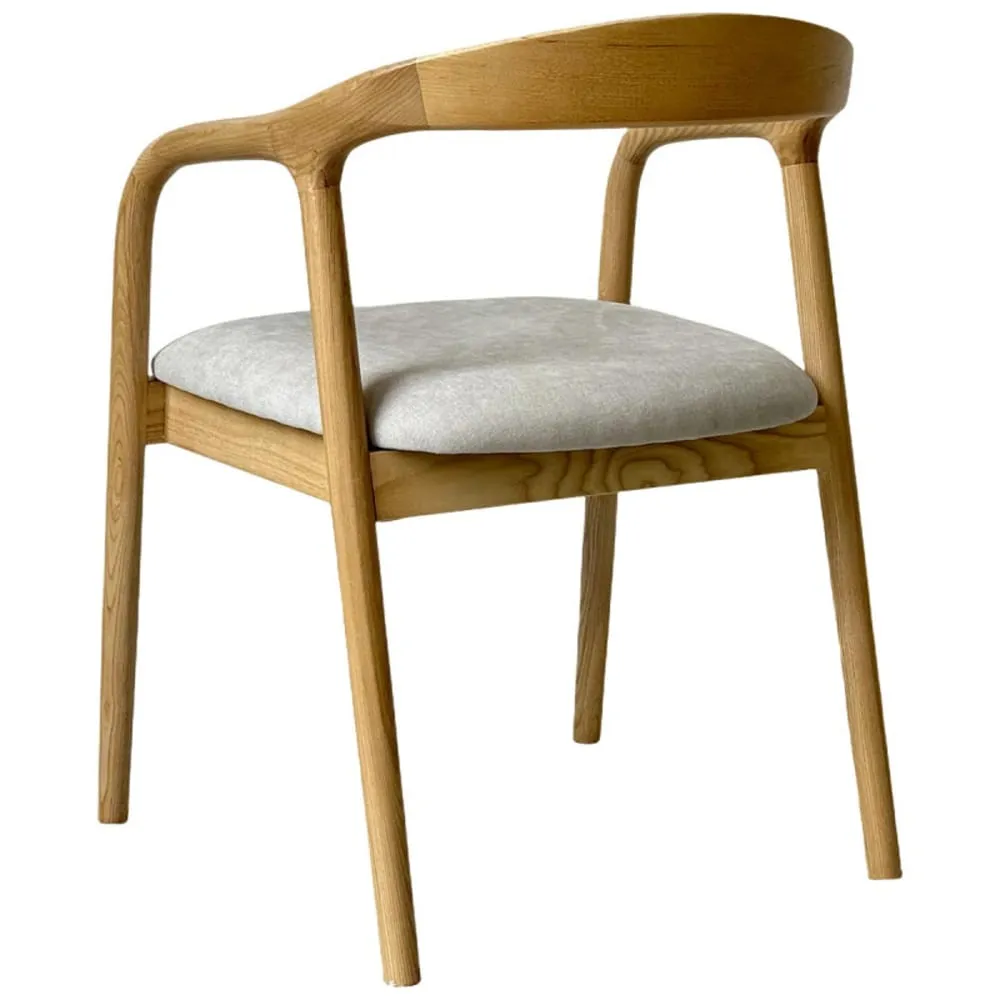 Illustration numéro 3 du produit Fauteuil de table en Frêne massif et tissu Glory Grège (x2)