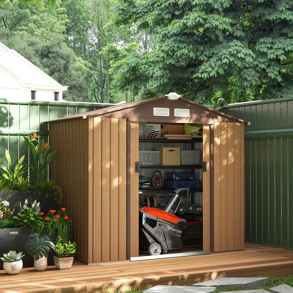 Illustration numéro 3 du produit Abri de jardin porte verrouillable acier ocre