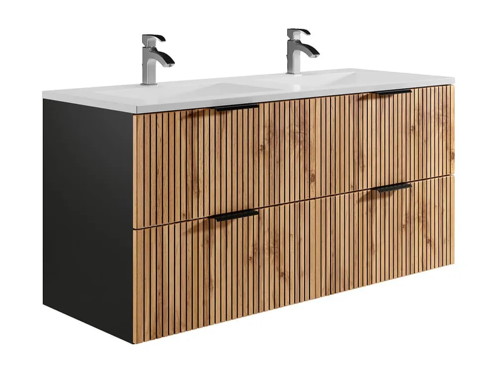 Illustration numéro 3 du produit Meuble double vasque mdf noir