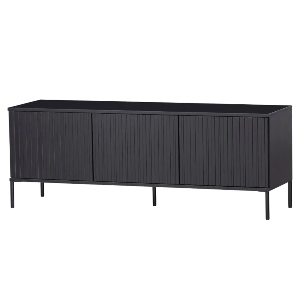 Illustration numéro 3 du produit Meuble TV en bois massif FSC noir 144x44x56cm