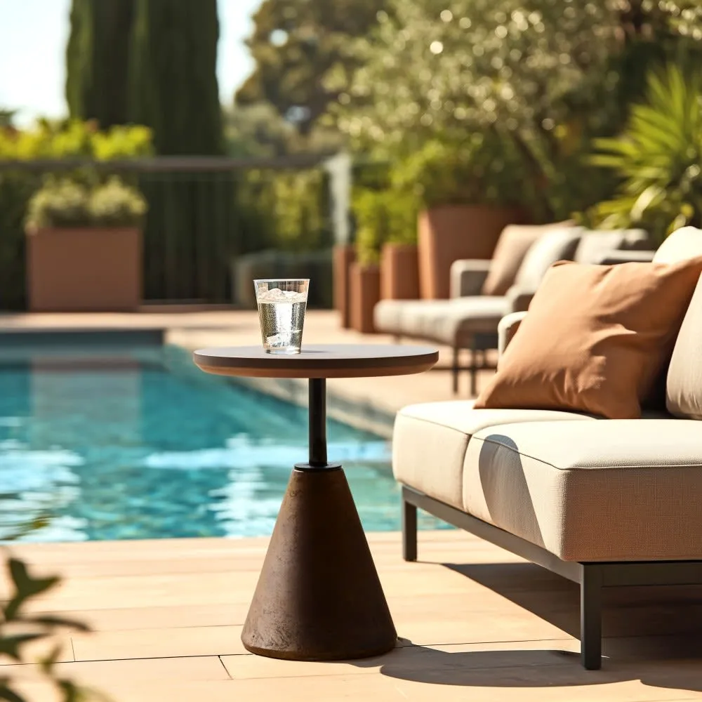 Illustration numéro 3 du produit Table d'appoint ronde en béton marron D40cm