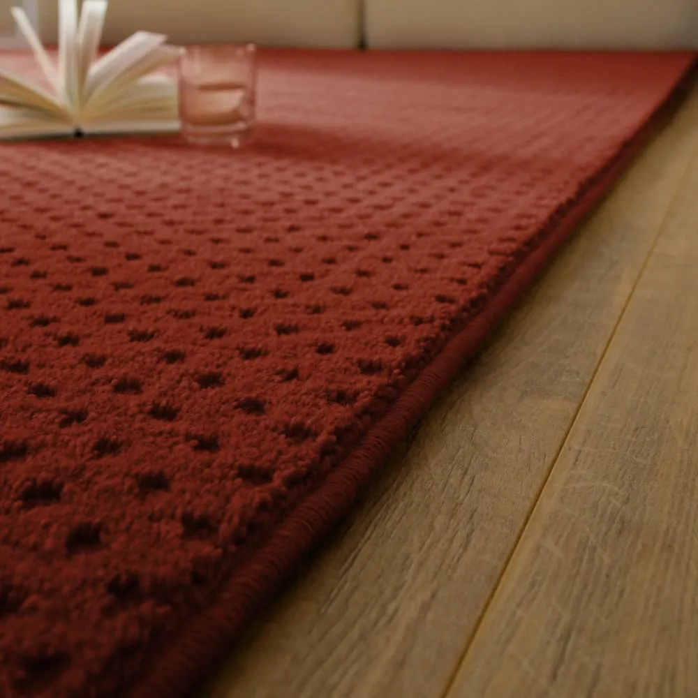 Illustration numéro 3 du produit Tapis en laine avec relief rouge brique 200x300