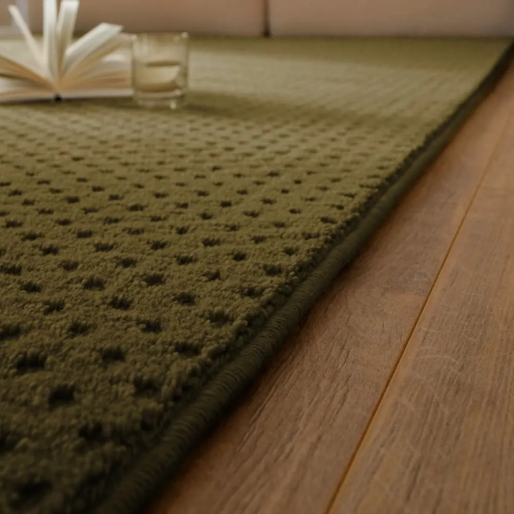 Illustration numéro 3 du produit Tapis en laine avec relief vert olive foncé 140x200