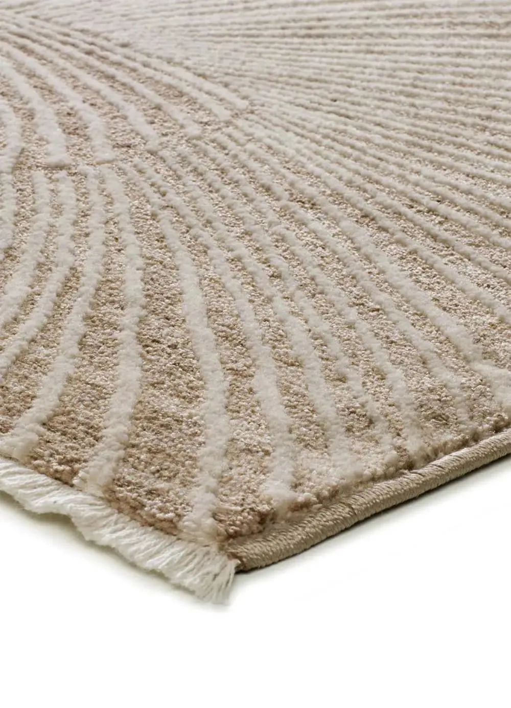 Illustration numéro 3 du produit Tapis à franges géométrique beige 120x160 cm