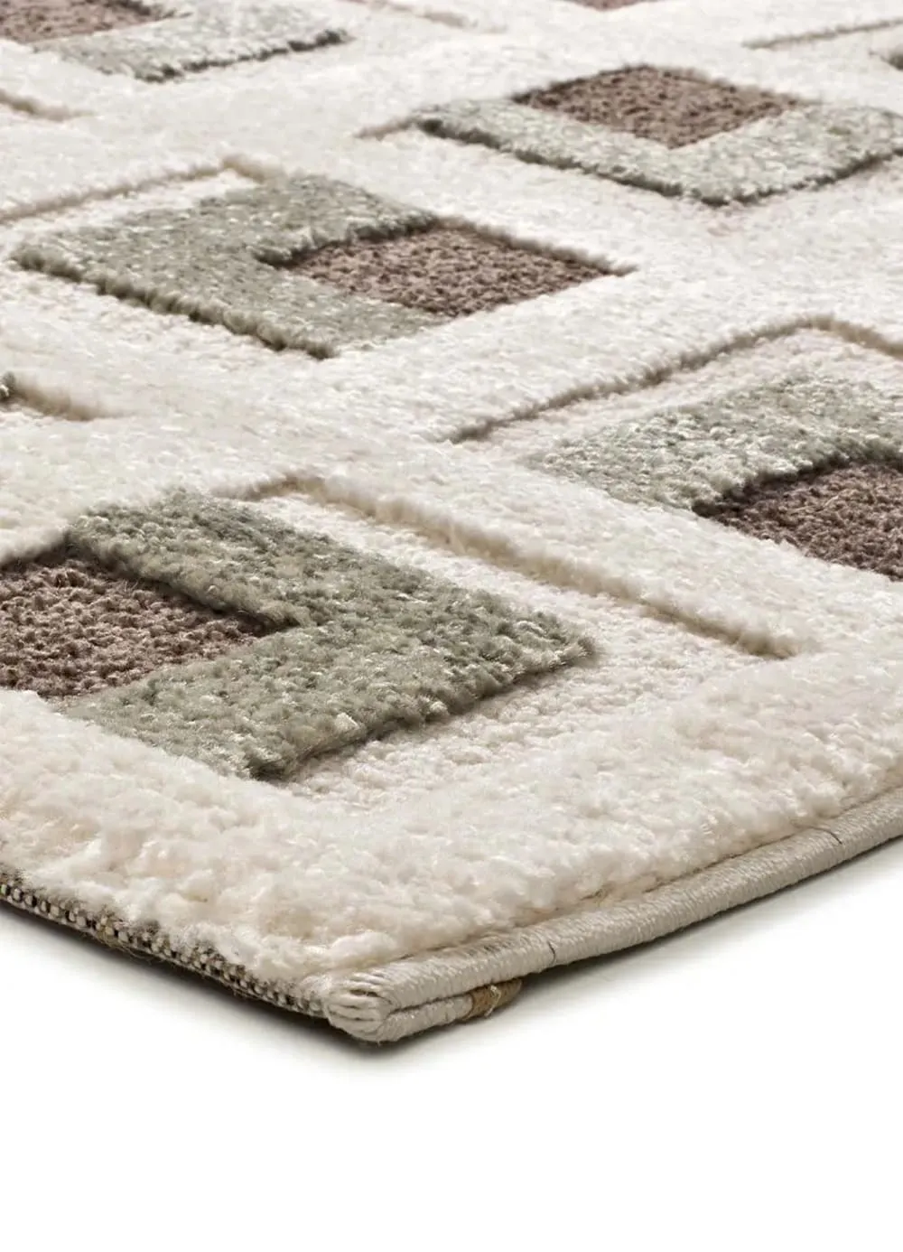 Illustration numéro 3 du produit Tapis à relief géométrique marron/blanc 80x150 cm