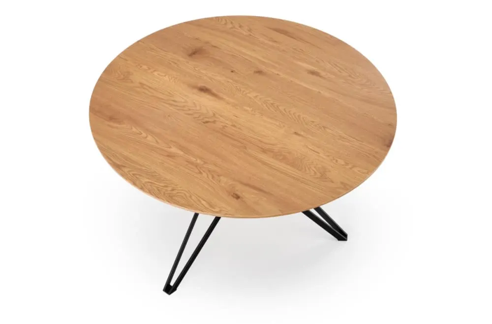 Illustration numéro 3 du produit Table à manger ronde avec pied en acier chêne doré et noir 120cm