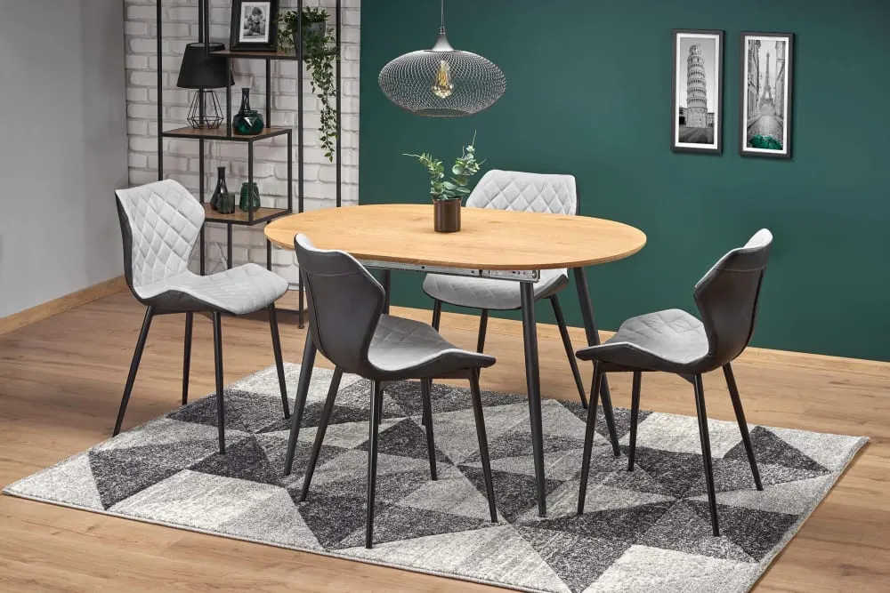 Illustration numéro 3 du produit Table à manger extensible avec plateau aspect chêne 120-160cm