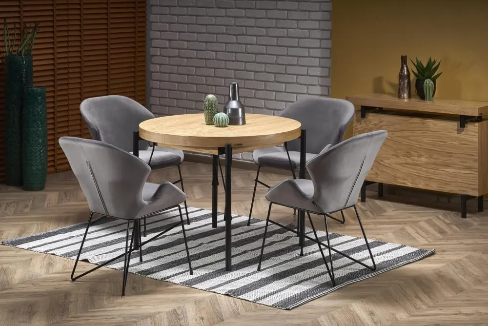 Illustration numéro 3 du produit Table à manger extensible avec plateau plaqué chêne 100-300cm