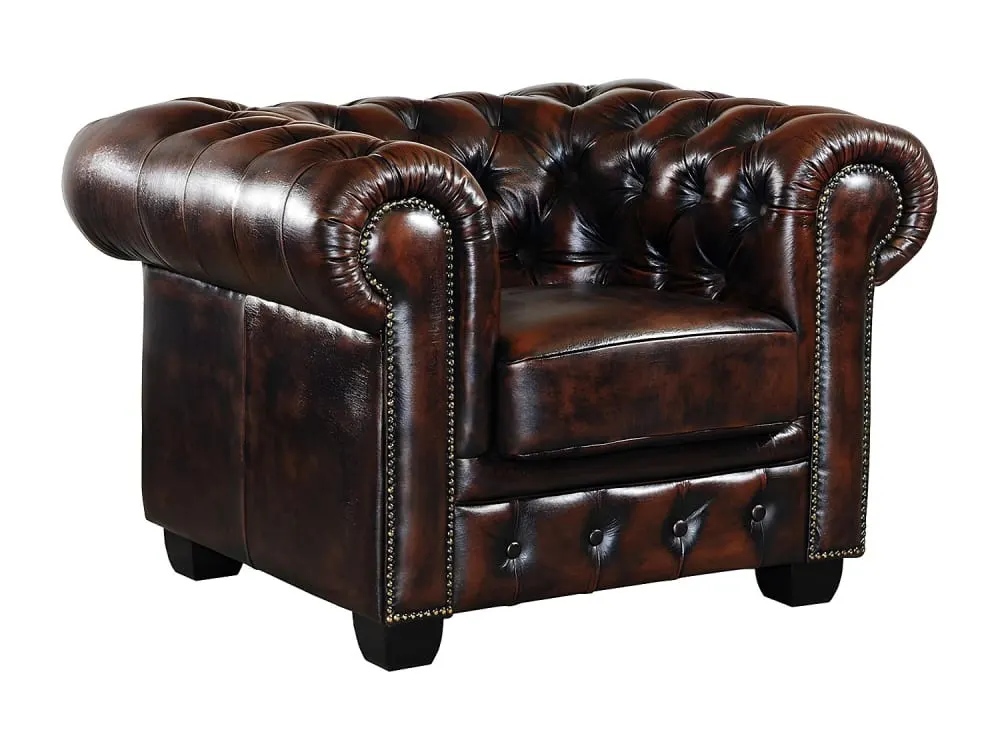 Illustration numéro 3 du produit Fauteuil droit cuir pleine fleur marron chocolat