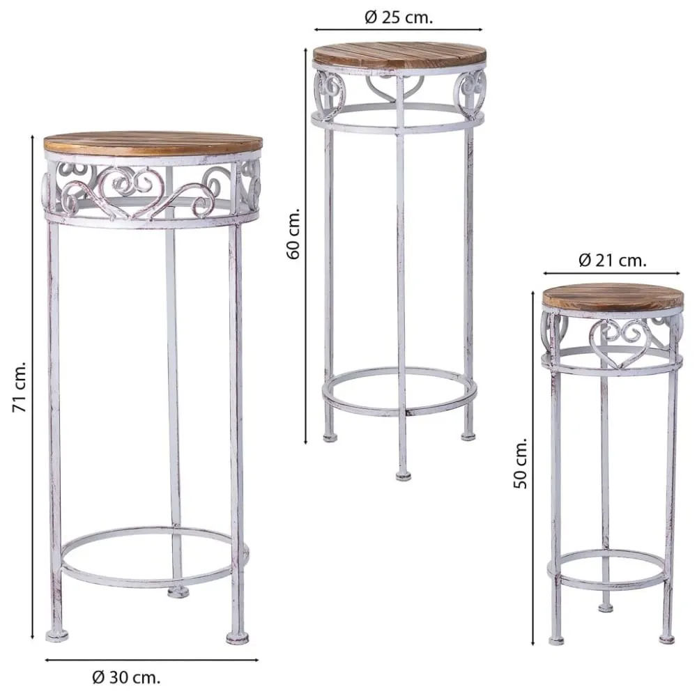 Illustration numéro 3 du produit Support pots fleurs lot 3 pièces gris 30x30x71h cm