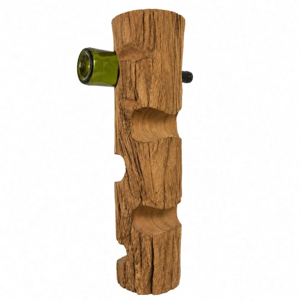 Illustration numéro 3 du produit Casier à vin en racine de teck recyclée 16x16x74 cm 5 bouteilles