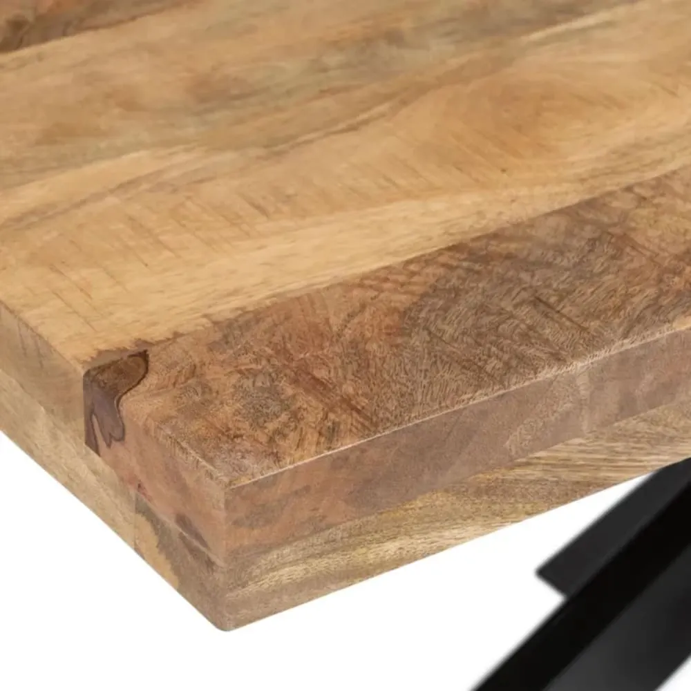 Illustration numéro 3 du produit Table à manger  bois brut pied étoile acier noir 160cm