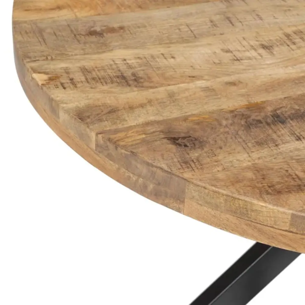 Illustration numéro 3 du produit Table à manger ronde en bois massif et pied étoile noir 140cm