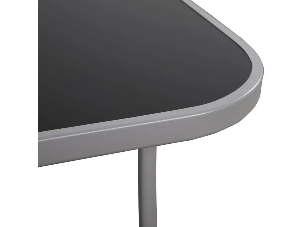 Illustration numéro 3 du produit Table de jardin 6 places acier argent verre dépoli 150x90