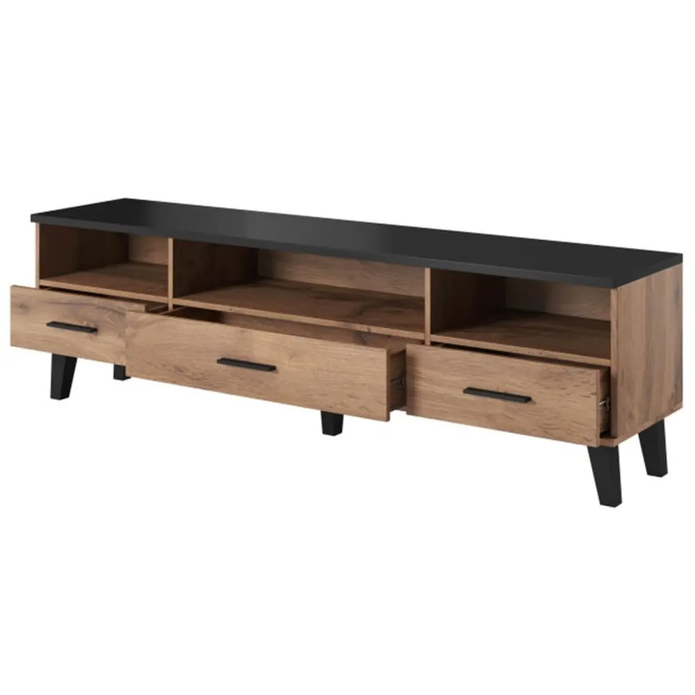 Illustration numéro 3 du produit Meuble tv décor chêne et noir mat 180cm