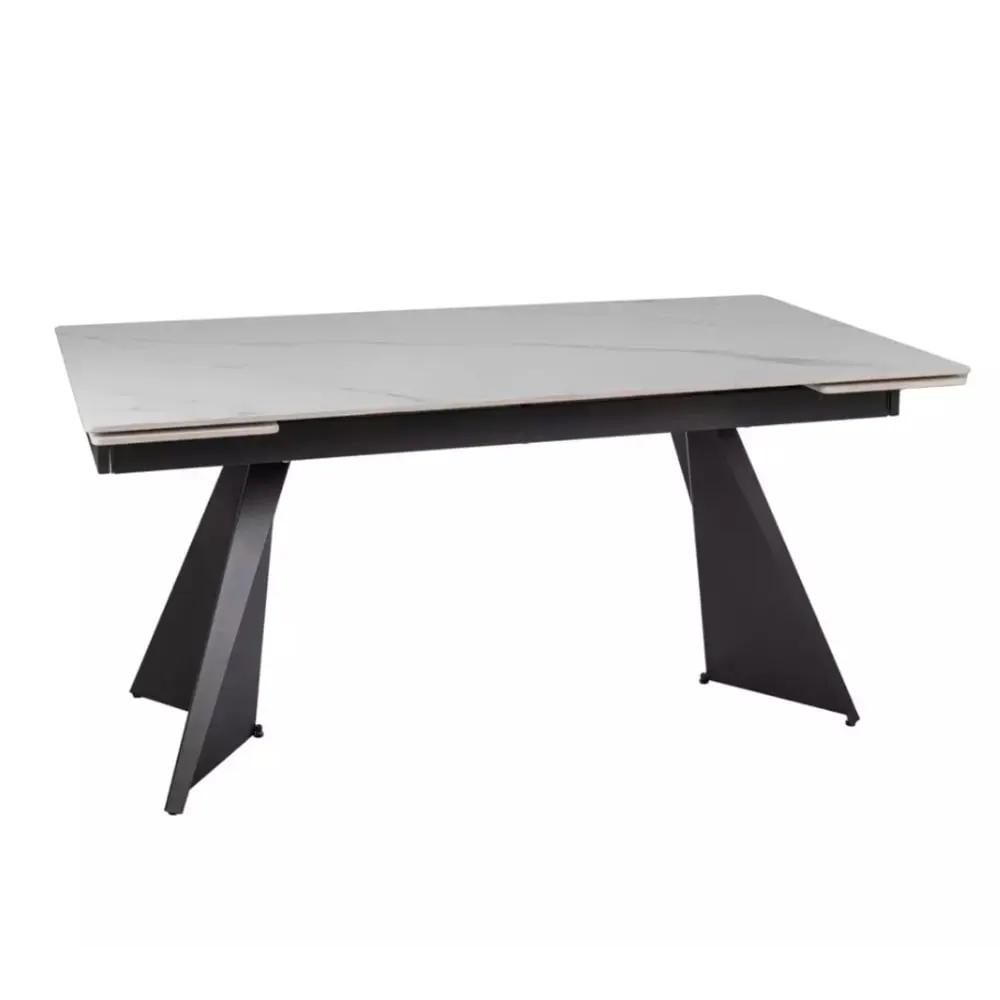 Illustration numéro 3 du produit Table de salle à manger extensible  en céramique blanc mat 160 / 220cm