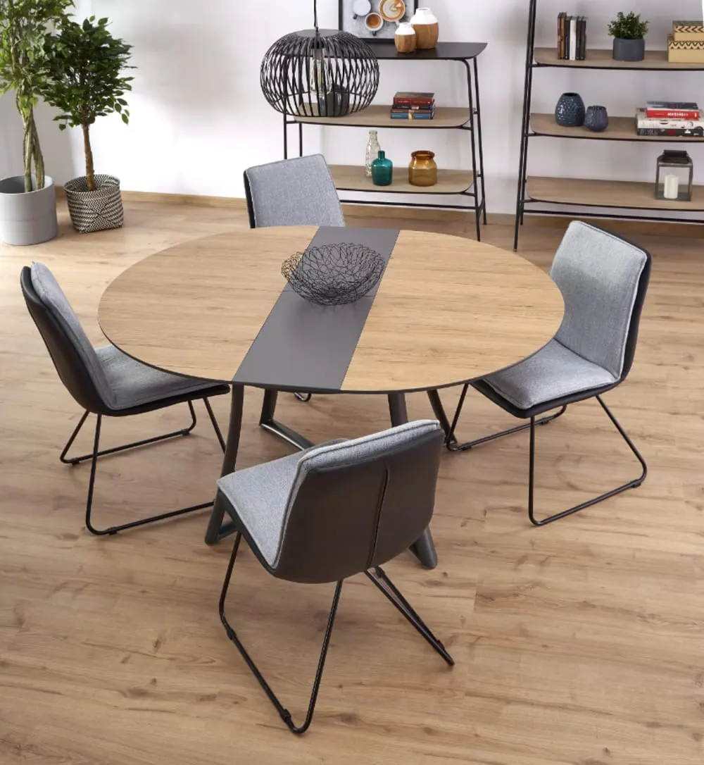 Illustration numéro 3 du produit Table à manger ronde extensible chêne 118-148cm