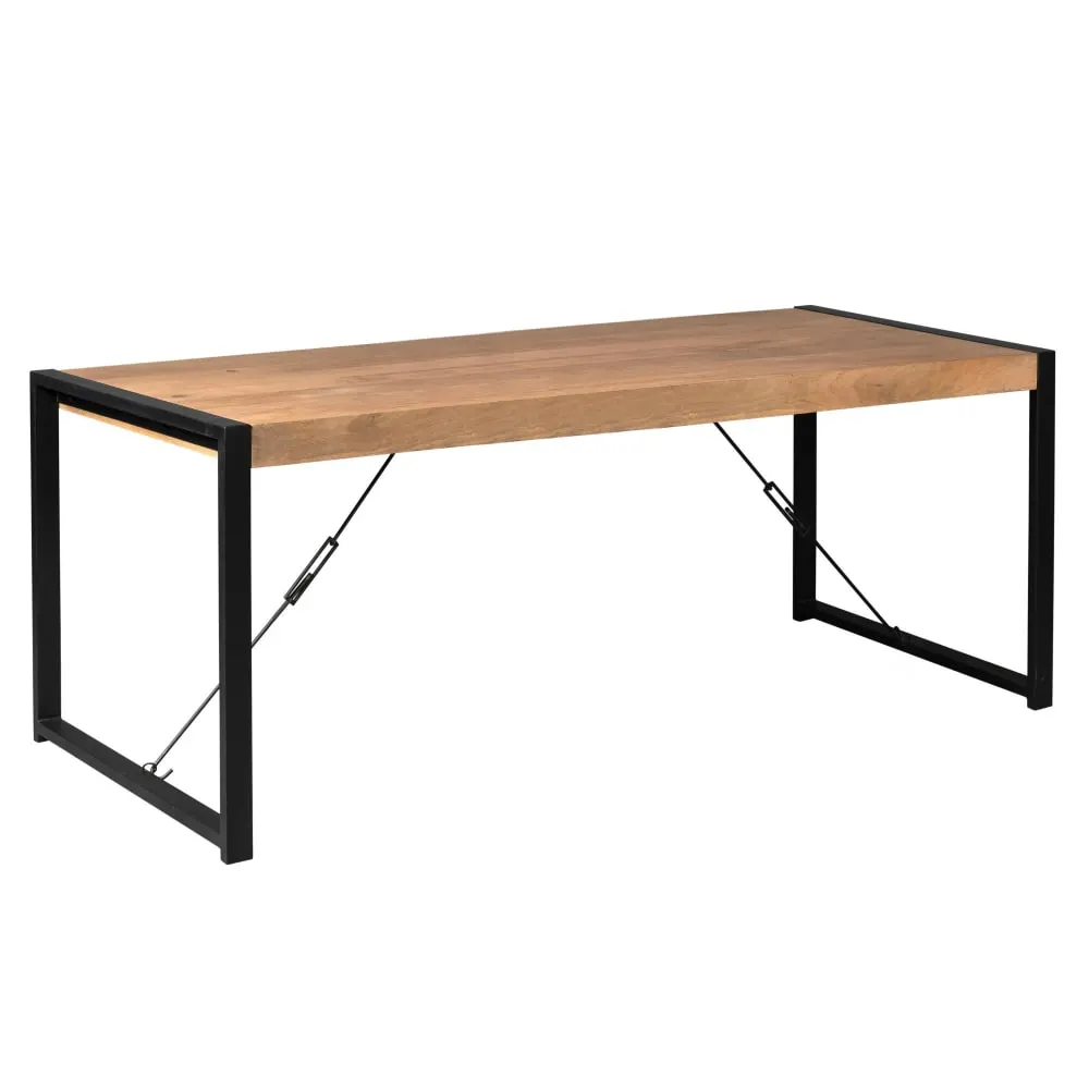 Illustration numéro 3 du produit Table à manger industrielle 220 cm en bois et métal