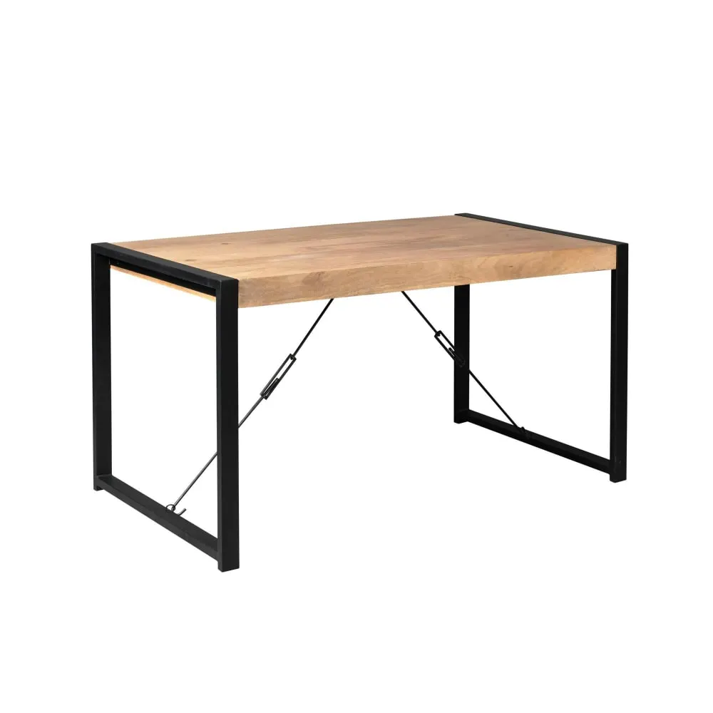 Illustration numéro 3 du produit Table à manger 4/6 places en bois clair design industriel