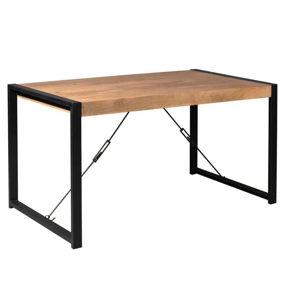 Illustration numéro 3 du produit Table à manger industrielle 160 bois clair et métal