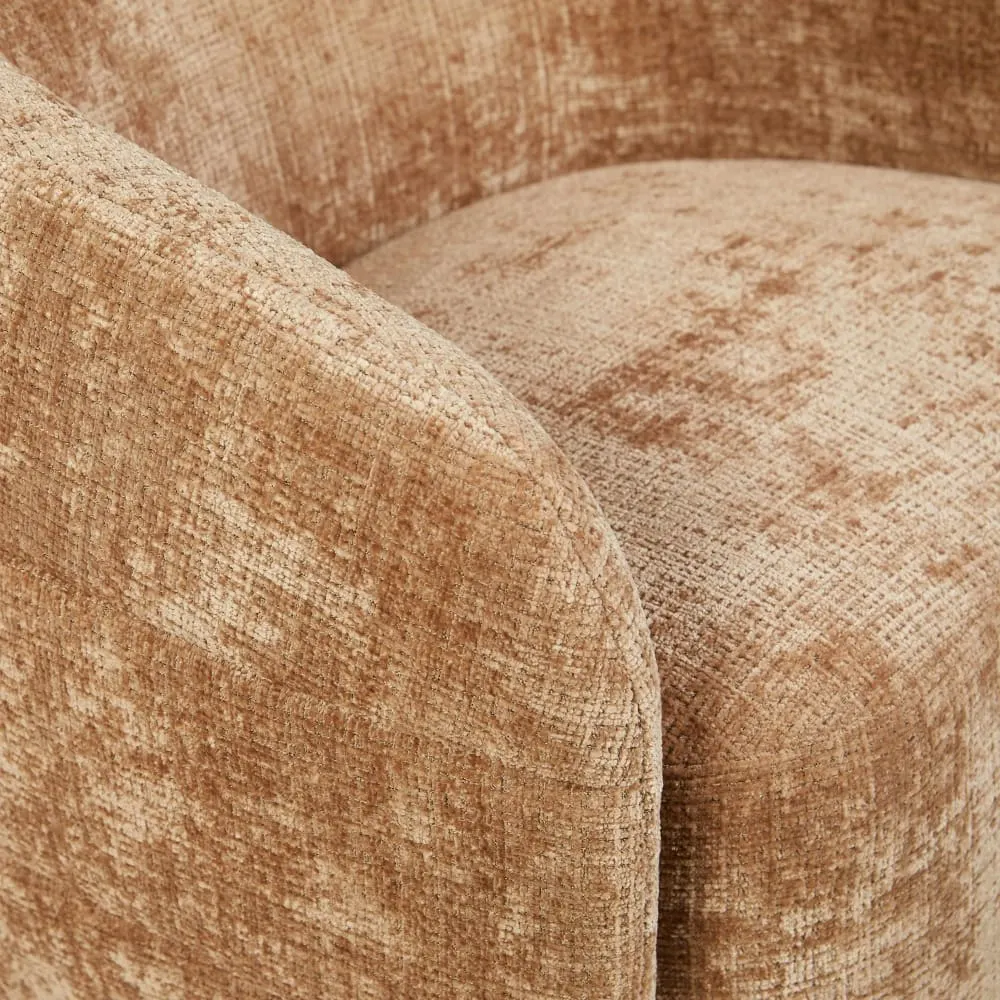 Illustration numéro 3 du produit Fauteuil club pivotant en tissu chenille cannelle