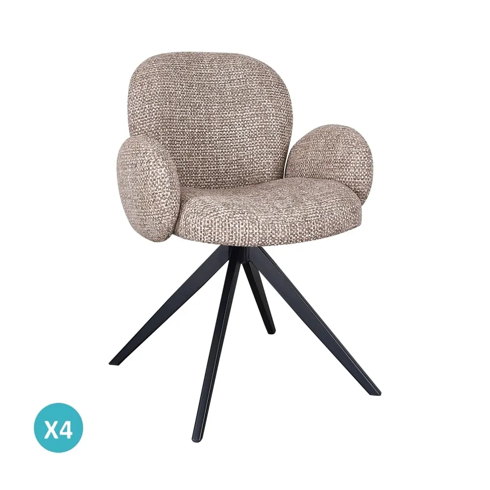 Illustration numéro 3 du produit Lot de 4 fauteuils rembourrés en chenille couleur ciment