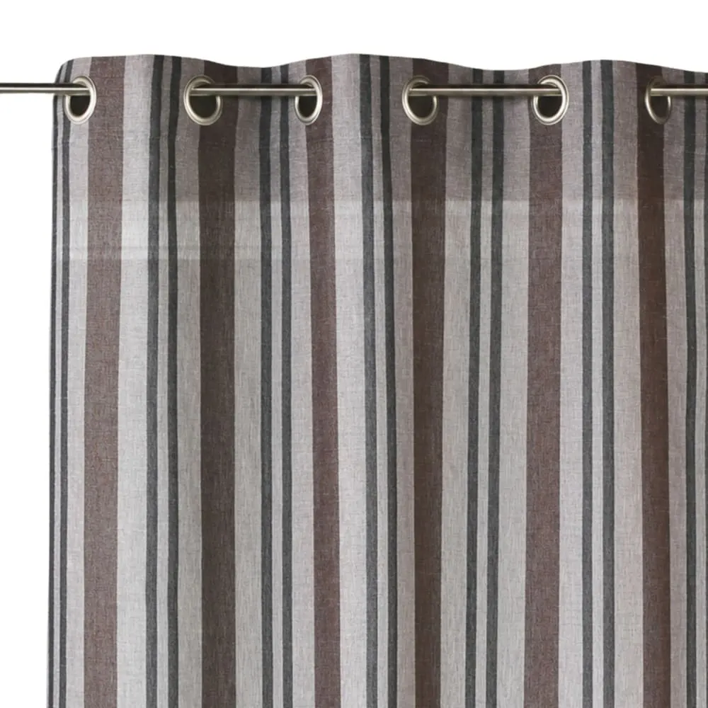 Illustration numéro 3 du produit Voilage à rayures verticales prêt à poser polyester gris clair 140x240