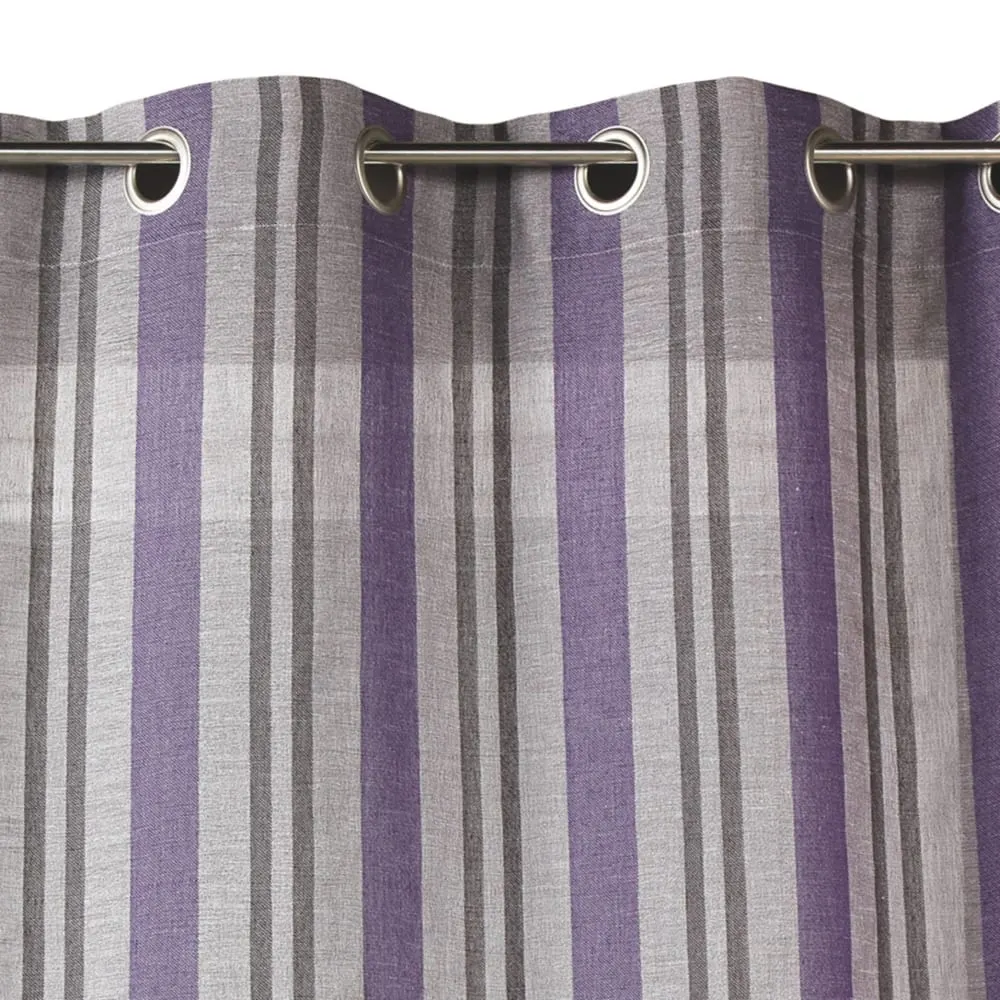 Illustration numéro 3 du produit Voilage à rayures verticales prêt à poser polyester prune 140x240 cm