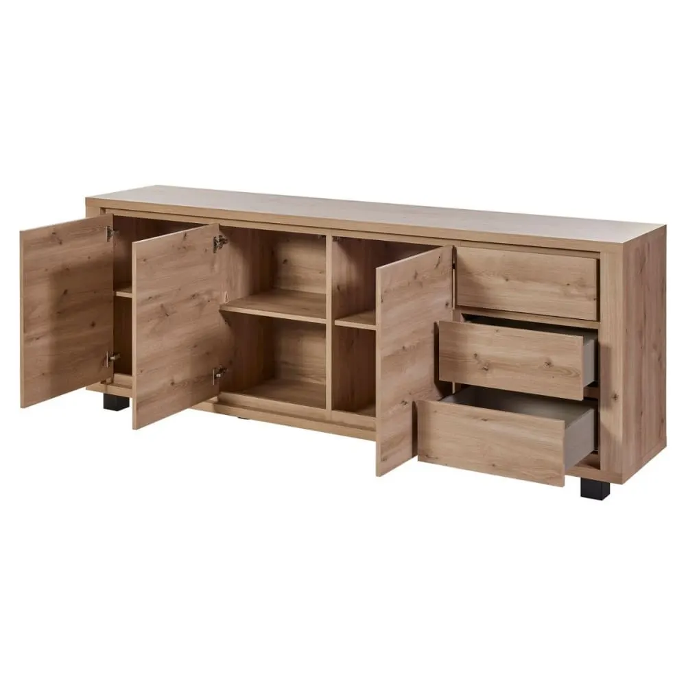 Illustration numéro 3 du produit Buffet 3 portes et 3 tiroirs aspect bois finition hudson oak