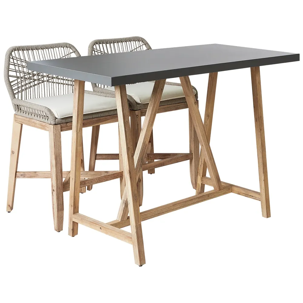 Illustration numéro 3 du produit Ensemble bistrot d'extérieur avec coussins bois d'acacia gris